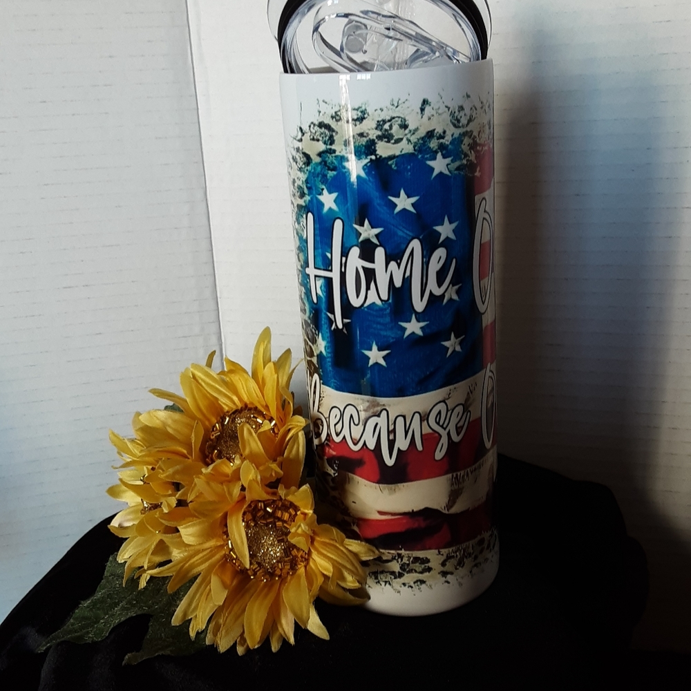 Hand Crafted Patriotic 20 OZ Thermal Tumbler Red White Blue